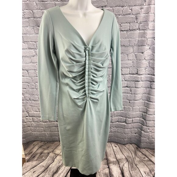 Escada V-Neck Knee-Length Dress -  Smocked Blue Size 38 US 6 - Picture 11 of 11